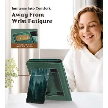 MoKo Case for 7"/6.8" Kindle Paperwhite(12th/11th Generation-2024/2021) and Kindle Colorsoft Signature Edition, Slim PU Shell Cover Case with Auto-Wake/Sleep for Kindle Paperwhite 2024, Green Forest