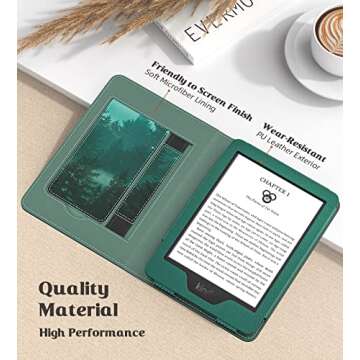 MoKo Case for 7"/6.8" Kindle Paperwhite(12th/11th Generation-2024/2021) and Kindle Colorsoft Signature Edition, Slim PU Shell Cover Case with Auto-Wake/Sleep for Kindle Paperwhite 2024, Green Forest