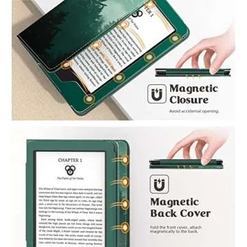 MoKo Case for 7"/6.8" Kindle Paperwhite(12th/11th Generation-2024/2021) and Kindle Colorsoft Signature Edition, Slim PU Shell Cover Case with Auto-Wake/Sleep for Kindle Paperwhite 2024, Green Forest