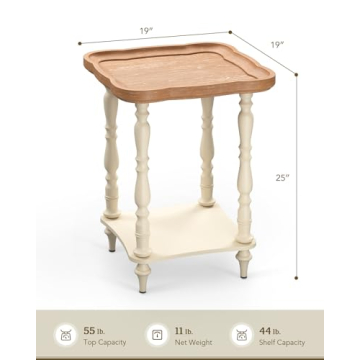 Stylish VONLUCE French Country 19-Inch End Table