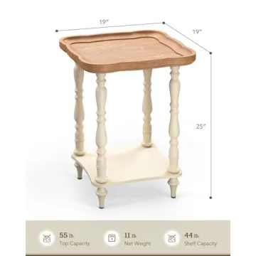 Stylish VONLUCE French Country 19-Inch End Table