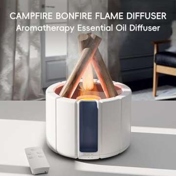YALEDI Campfire Flame Fire Diffuser, Bonfire Aromatherapy Essential Oil Diffuser, 250ml Wood Cool Mi...