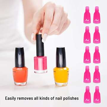 (10 Pcs Pink) Plastic Acrylic Nail Art Soak Off Cap Clip UV Gel Polish Remover Wrap Tool Gel Nail Polish Remover Clips for Fingernail Removal Soak Off Clips Wrap Cleaner Cap Clip