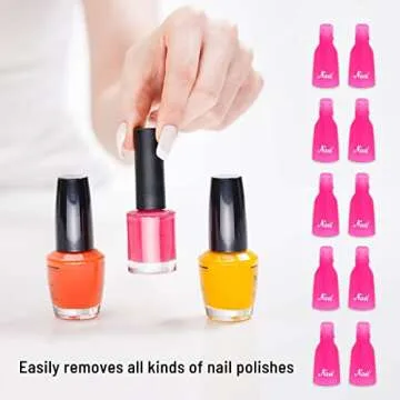 (10 Pcs Pink) Plastic Acrylic Nail Art Soak Off Cap Clip UV Gel Polish Remover Wrap Tool Gel Nail Polish Remover Clips for Fingernail Removal Soak Off Clips Wrap Cleaner Cap Clip