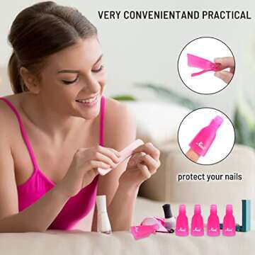 (10 Pcs Pink) Plastic Acrylic Nail Art Soak Off Cap Clip UV Gel Polish Remover Wrap Tool Gel Nail Polish Remover Clips for Fingernail Removal Soak Off Clips Wrap Cleaner Cap Clip