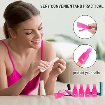 (10 Pcs Pink) Plastic Acrylic Nail Art Soak Off Cap Clip UV Gel Polish Remover Wrap Tool Gel Nail Polish Remover Clips for Fingernail Removal Soak Off Clips Wrap Cleaner Cap Clip