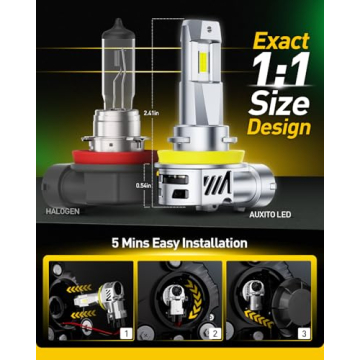 AUXITO H11 Light Bulbs: 40000LM Bright LED Upgrade