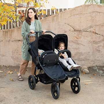 Bumbleride Indie Twin Double Stroller | All-Terrain | Lightweight | Eco-Friendly | Infant Ready Adjustable Seat | Easy, Compact Fold | All-Wheel Suspension (Indie Twin 2022, Maritime)