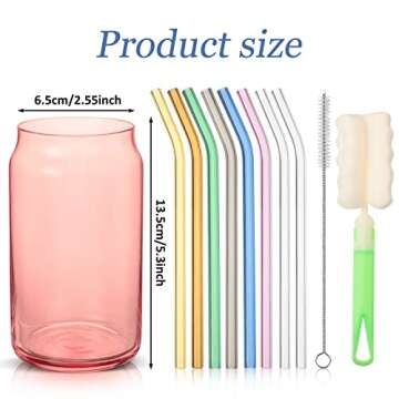 16-Piece Stylish Drinking Glass Set with Straws