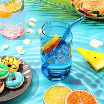 16-Piece Stylish Drinking Glass Set with Straws