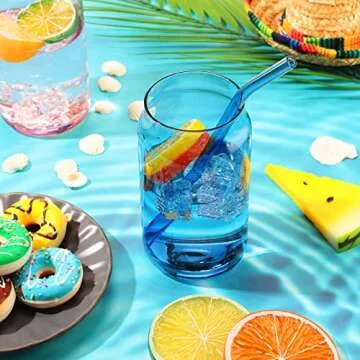 16-Piece Stylish Drinking Glass Set with Straws