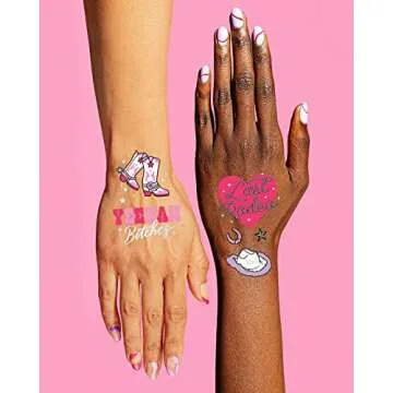 xo, Fetti Last Rodeo Bachelorette Temporary Tattoos - 48 Glitter Styles | Giddy Up Bach Party Decoration, Cowgirl, Bridesmaid Favor, Bride to Be Gift + Bridal Shower Supplies