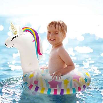 GROBRO7 Inflatable Unicorn Pool Float with Sequins - Summer Pool Float Toy