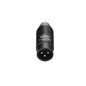Movo FXLR-PRO 3.5mm (TRS) Mini-Jack Female Microphone Adapter to 3-pin XLR Male Connector with Integrated Phantom Power Converter
