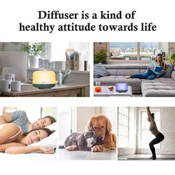 Diffuserlove Essential Oil Diffuser 500ML Aromatherapy Diffuser Mist Humidifiers 7 Color LED Lights Diffusers for Home Office Bedroom (Size:6.7" L x 6.7" W x 4.7" H)