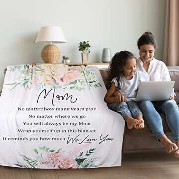 Mom Gifts from Daughter, Mom Birthday Gift Blanket, Mothers Gifts from Daughter, 60" X 50" Pink Soft...