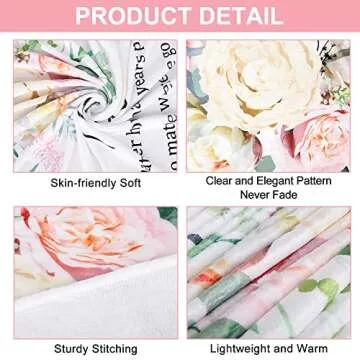 Mom Gifts from Daughter, Mom Birthday Gift Blanket, Mothers Gifts from Daughter, 60" X 50" Pink Soft Flower Blanket for Mom, I Love You Mom Blanket from Son