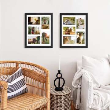 DUENPY 11x14 Collage Picture Frame, 4x6 Collage Picture Frame, Displays Five 4x6 inch Photos, or 11x14 (Without Mat) Wall Decor Wall Hanging or Tabletop, Black.