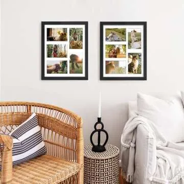 DUENPY 11x14 Collage Picture Frame, 4x6 Collage Picture Frame, Displays Five 4x6 inch Photos, or 11x14 (Without Mat) Wall Decor Wall Hanging or Tabletop, Black.
