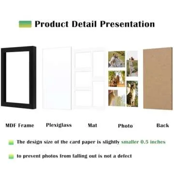 DUENPY 11x14 Collage Picture Frame, 4x6 Collage Picture Frame, Displays Five 4x6 inch Photos, or 11x14 (Without Mat) Wall Decor Wall Hanging or Tabletop, Black.