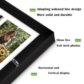 DUENPY 11x14 Collage Picture Frame, 4x6 Collage Picture Frame, Displays Five 4x6 inch Photos, or 11x14 (Without Mat) Wall Decor Wall Hanging or Tabletop, Black.