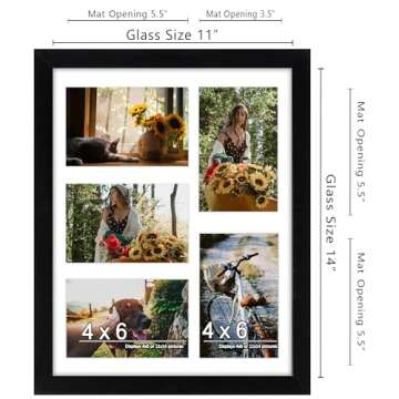 DUENPY 11x14 Collage Picture Frame, 4x6 Collage Picture Frame, Displays Five 4x6 inch Photos, or 11x14 (Without Mat) Wall Decor Wall Hanging or Tabletop, Black.