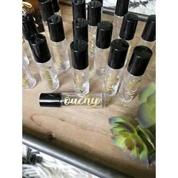 24 Gold Vinyl Essential Oil Labels for 10ml Roller Bottles Oil Blends / 24 Gold Labels with Free Household Cleaner Label and Blends Recipe Card