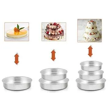 TeamFar Cake Pan, Stainless Steel Round Cake Pan Baking Tier Cake Pans Set, 8'' & 9½'' & 11'', Healthy & Heavy Duty, Mirror Finish & Easy Clean, Dishwasher Safe - 3 Pieces