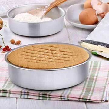 TeamFar Cake Pan, Stainless Steel Round Cake Pan Baking Tier Cake Pans Set, 8'' & 9½'' & 11'', Healthy & Heavy Duty, Mirror Finish & Easy Clean, Dishwasher Safe - 3 Pieces