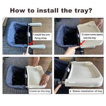 TOONOON Hook On High Chair, Fast Table Chair Clip on Table High Chair, Fold-Flat Storage Tight Fixing Portable Baby Feeding Seat for Baby Toddler Washable with Dining Tray for Travel Outside