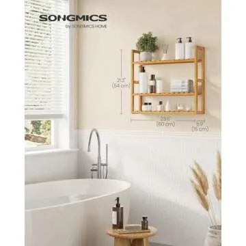 SONGMICS Bamboo Shelf - Adjustable 3-Tier Bathroom Storage