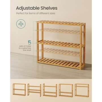 SONGMICS Bamboo Shelf - Adjustable 3-Tier Bathroom Storage