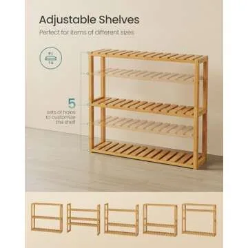 SONGMICS Bamboo Shelf - Adjustable 3-Tier Bathroom Storage