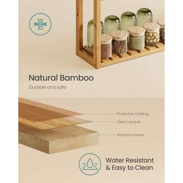 SONGMICS Bamboo Shelf - Adjustable 3-Tier Bathroom Storage