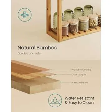 SONGMICS Bamboo Shelf - Adjustable 3-Tier Bathroom Storage