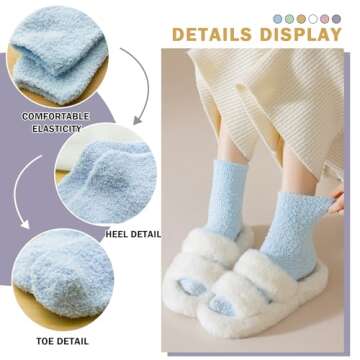TOCONFFON Women's Cozy Fluffy Socks Fuzzy Socks Plush Socks 5,7,8 Pairs (7 Pairs Solid Color,4.5-8.5(Women Shoe))