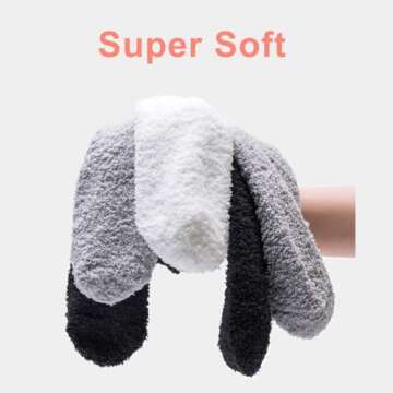 TOCONFFON Women's Cozy Fluffy Socks Fuzzy Socks Plush Socks 5,7,8 Pairs (7 Pairs Solid Color,4.5-8.5(Women Shoe))