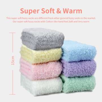 TOCONFFON Women's Cozy Fluffy Socks Fuzzy Socks Plush Socks 5,7,8 Pairs (7 Pairs Solid Color,4.5-8.5(Women Shoe))