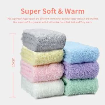 TOCONFFON Women's Cozy Fluffy Socks Fuzzy Socks Plush Socks 5,7,8 Pairs (7 Pairs Solid Color,4.5-8.5(Women Shoe))