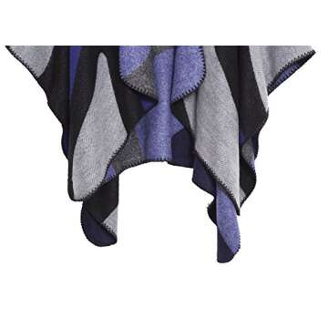 Urban CoCo Women's Color Block Shawl Wrap Open Front Poncho Cape (Series 19-Royal Blue)