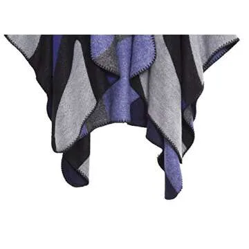 Urban CoCo Women's Color Block Shawl Wrap Open Front Poncho Cape (Series 19-Royal Blue)