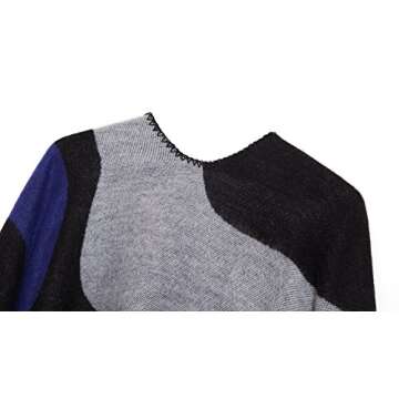 Urban CoCo Women's Color Block Shawl Wrap Open Front Poncho Cape (Series 19-Royal Blue)