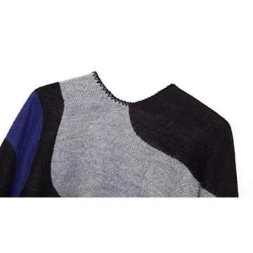 Urban CoCo Women's Color Block Shawl Wrap Open Front Poncho Cape (Series 19-Royal Blue)