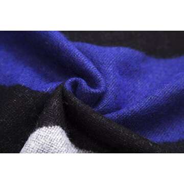 Urban CoCo Women's Color Block Shawl Wrap Open Front Poncho Cape (Series 19-Royal Blue)