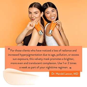 Lancer Skincare Overnight Brightening Mask with Vitamin C and Niacinamide, Anti-Aging Night Face Mask, 1.7 Ounces