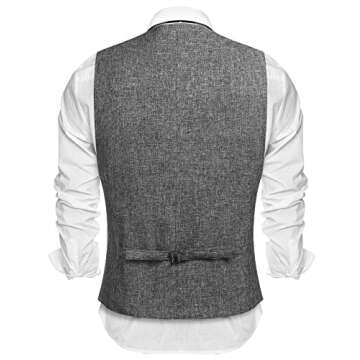 COOFANDY Men's Formal Waistcoat Regular Fit Business Dress Vest 4 Button Grey X-Large