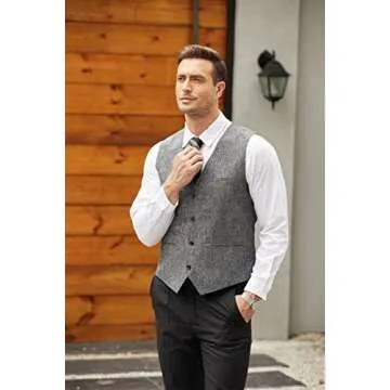 COOFANDY Men's Formal Waistcoat Regular Fit Business Dress Vest 4 Button Grey X-Large