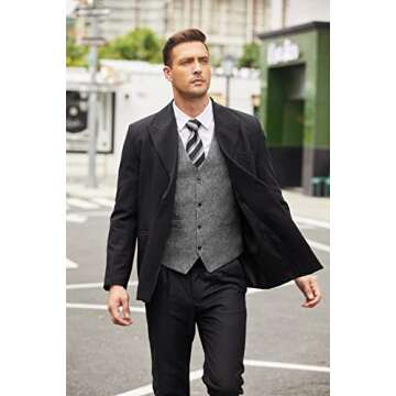 COOFANDY Men's Formal Waistcoat Regular Fit Business Dress Vest 4 Button Grey X-Large