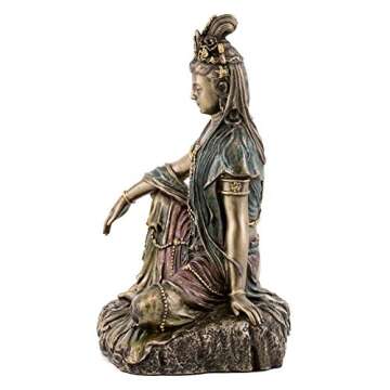 Top Collection Water and Moon Quan Yin Statue -Hand Painted Kuan Yin Goddess of Mercy and Compassion...