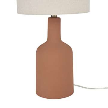 Nourison 22" Orange Terracotta Ceramic Table Lamp for Modern, Transitional, Bedside Table, Living Room, Dining, Entryway